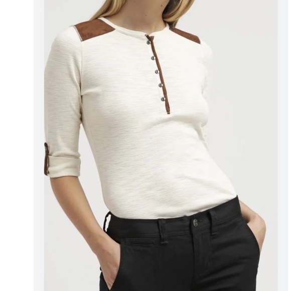 Ralph Lauren Tops - RL Western Suede Patch Cotton Henley